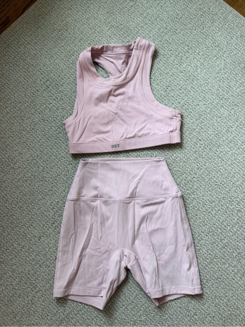 SET Active Light Pink Sports Bra & Biker Shorts Set
